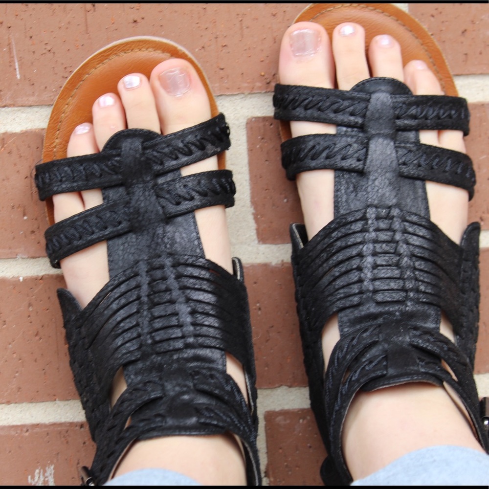 Black snake skin sandals